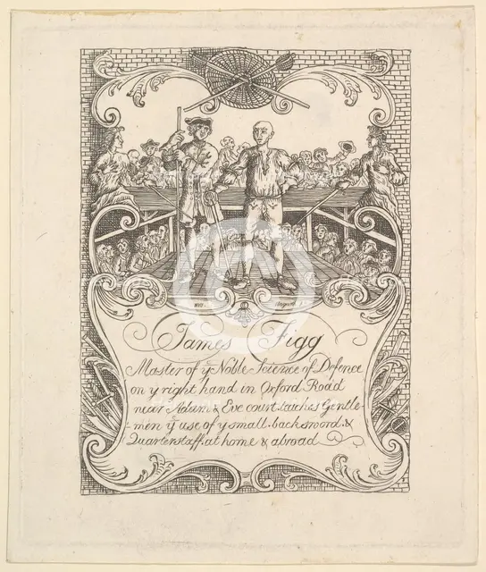 Trade card for James Figg, 1790s. Creator: Unknown.