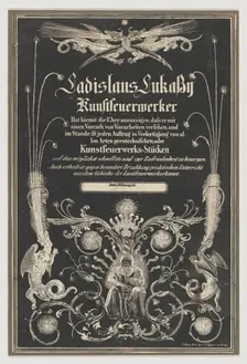 Trade card for Ladislas Lukassy Kunstfeuerwerker, 19th century. Creator: Joseph Franz Kaiser