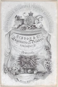 Trade card for North of England Engraving & Printing Establisment, Gibson & co., e..., 19th century. Creator: Anon