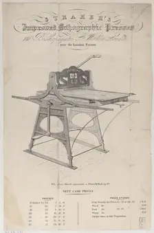 Trade Card for Straker's Improved Lithographic Presses, 19th century., 19th century. Creator: Anon