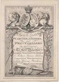 Trade Card for Syers & Treble, Carvers, Gilders, and Printsellers, 19th century. Creator: Anon