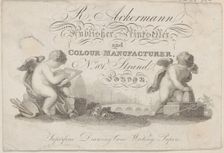 Trade Card for R. Ackermann, Publisher, Printseller, and Color Manufacturer, 19th ..., 19th century. Creator: Anon