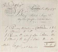 Trade Card for Robert Sayer & Co., Map, Chart and Printsellers, 19th century., 19th century. Creator: Anon