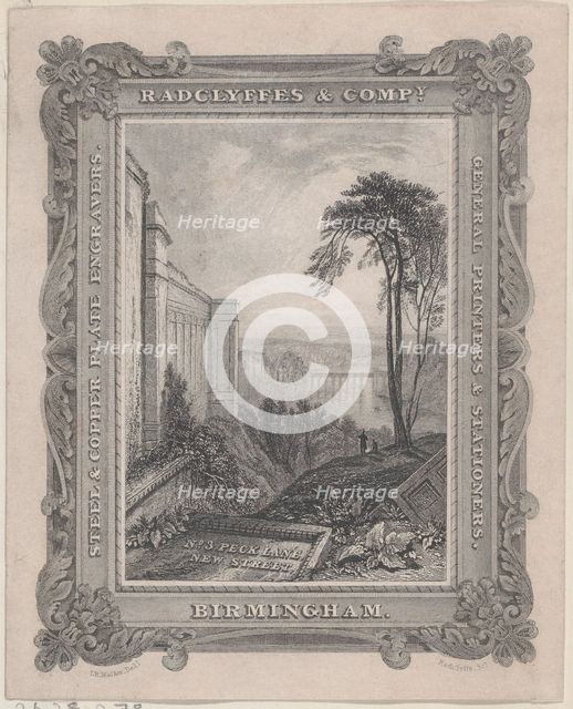 Trade Card for Radclyffe & Co., Steel & Copper Plate Engravers, 19th century. Creator: Anon.
