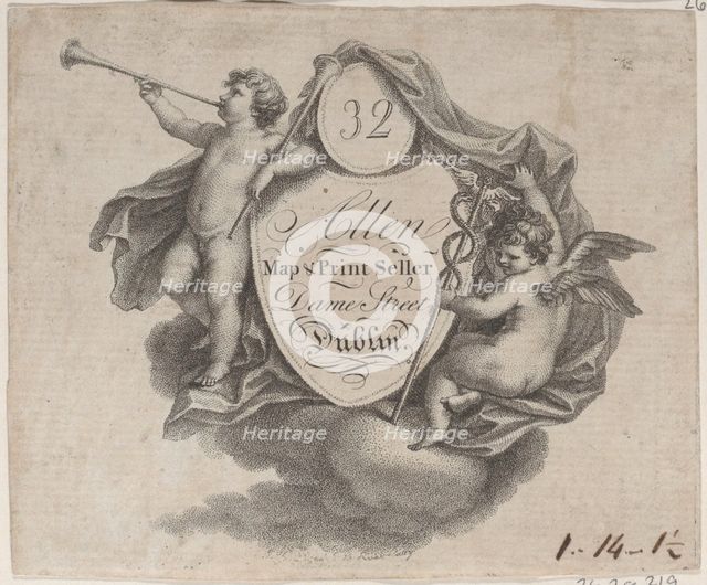 Trade card for William Allen, Map and Print Seller in Dublin, late..., late 18th-early 19th century. Creator: Anon.