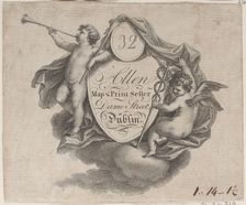 Trade card for William Allen, Map and Print Seller in Dublin, late..., late 18th-early 19th century. Creator: Anon