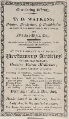 Trade Card for T. B. Watkins, Printer, Bookseller, & Bookbinder, 19th century. Creator: Anon