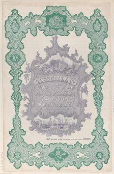 Trade Card for Tosswill & Co., Designers, Engravers, Steel Plate, Lithographic & L..., 19th century. Creator: Anon