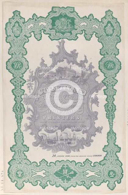 Trade Card for Tosswill & Co., Designers, Engravers, Steel Plate, Lithographic & L..., 19th century. Creator: Anon.