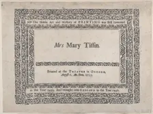 Trade Card for the Theater in Oxford, 18th century. Creator: Anon