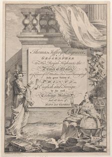 Trade Card for Thomas Jefferys, Engraver, Geographer, and Printseller, 18th century. Creator: Anthony Walker