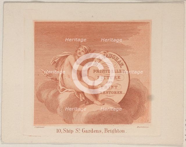 Trade Card for W.E. Vaughan, Printseller & Restorer, 18th century. Creator: Francesco Bartolozzi.