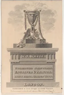 Trade Card for W. J. White, Commercial Draftsman, Engraver & Printer, 19th century. Creator: Anon