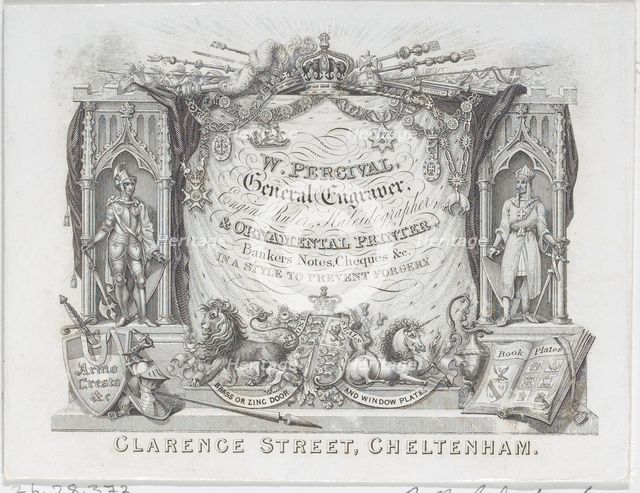 Trade Card for W. Percival, General Engraver & Ornamental Printer, 19th century., 19th century. Creator: Anon.