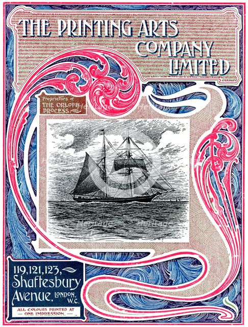 Trade advertisement for The Printing Arts Company Limited, London, 1902-1903. Artist: Unknown