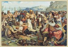 Trade in an Early East Slavic State, 19th century. Artist: Anonymous