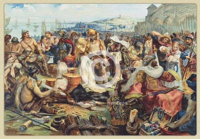 Trade in an Early East Slavic State, 19th century. Artist: Anonymous  