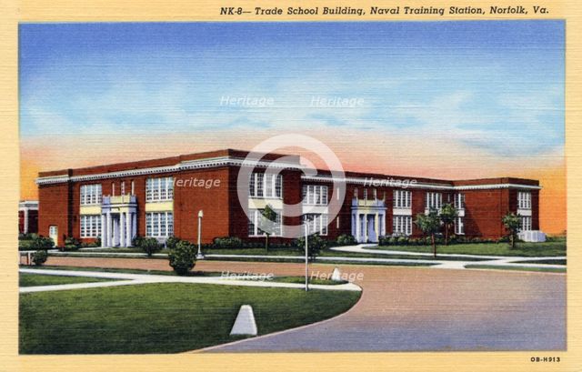 Trade School Building, Naval Training Station, Norfolk, Virginia, USA, 1940. Artist: Unknown