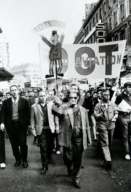 Trade union march, Paris, 1968.  Artist: Anon