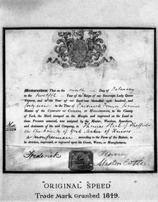 Trademark certificate, 1849 (1963). Creator: Michael Walters