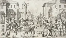 Trades Practiced in Bologna, c1640. Creators: Agostino Parisini, Francesco Curti