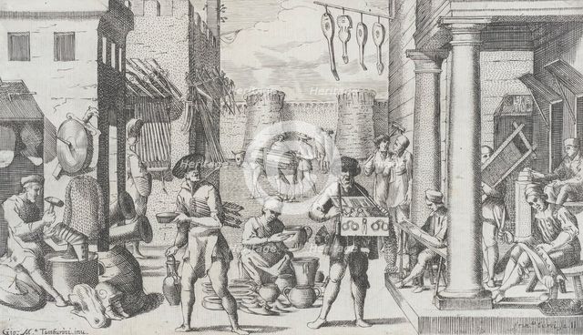 Trades Practiced in Bologna, c1640. Creators: Francesco Curti, Agostino Parisini.