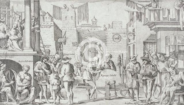 Trades Practiced in Bologna, c1640. Creators: Francesco Curti, Agostino Parisini.