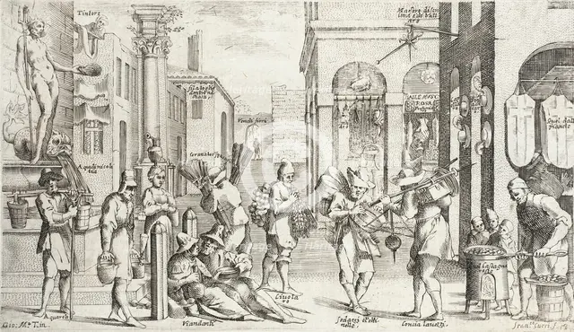 Trades Practiced in Bologna, c1640. Creators: Francesco Curti, Agostino Parisini.