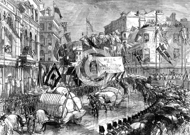 Trades procession at Bradford, on the opening of the new townhall, 1873. Creator: Unknown.