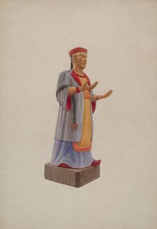 Tradesman's Sign: Chinese Man, c. 1939. Creator: Ingrid Selmer-Larsen