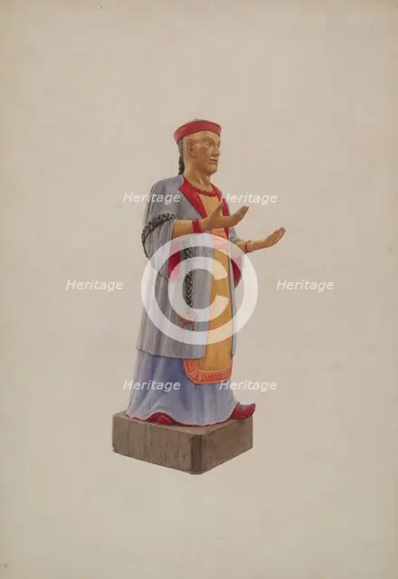 Tradesman's Sign: Chinese Man, c. 1939. Creator: Ingrid Selmer-Larsen.