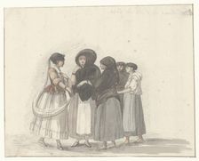 Traditional costumes of the island of Gozo, 1778. Creator: Louis Ducros