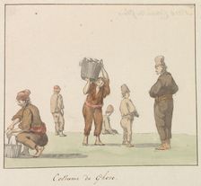 Traditional costumes of the island of Gozo, 1778. Creator: Louis Ducros