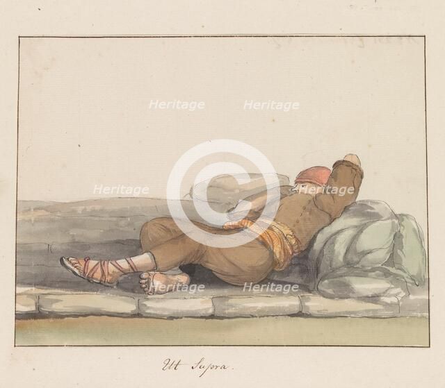 Traditional costumes of the island of Gozo, 1778. Creator: Louis Ducros.