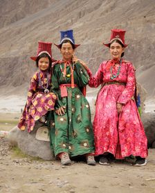 Traditional dress, Nubra Valley, Hunder, Ladakh, India, 2023. Creator: Peter Thompson
