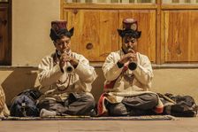 Traditional music, surna, oboe, Leh, Ladakh, India, 2023. Creator: Peter Thompson