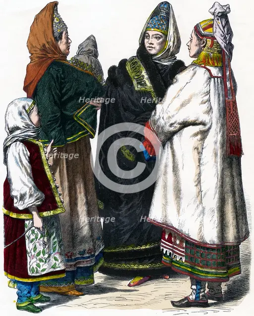 'Traditional Russian Costume', c1850. Artist: Unknown