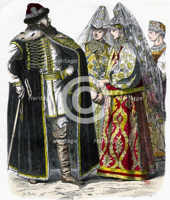 'Traditional Russian Costume', c1850. Artist: Unknown