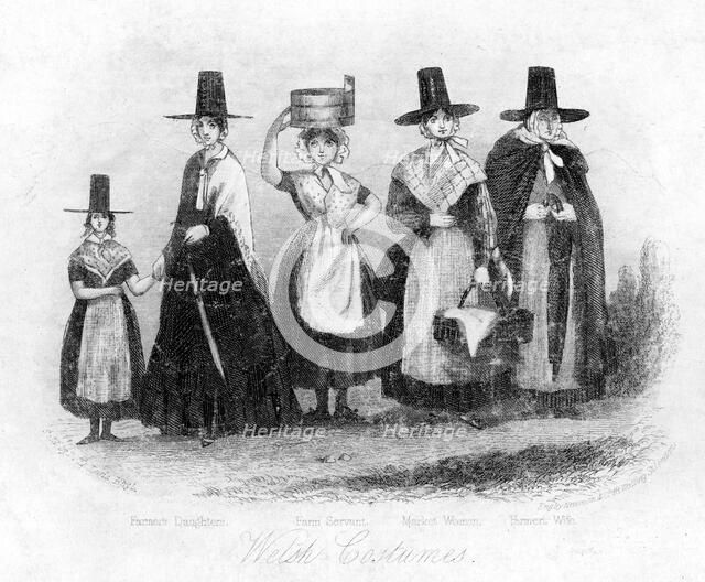 Traditional Welsh costume, 19th century.Artist: Newman & Co
