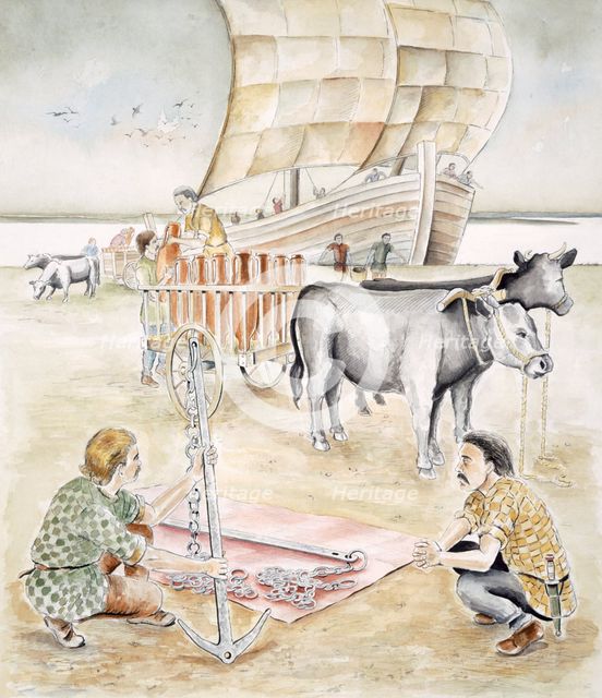 Trading at Hengistbury Head, Dorset, 1st century BC (c1990-c2010). Artist: Chris Evans.