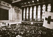 Trading floor of the New York Stock Exchange, USA, early 1930s. Creator: Unknown