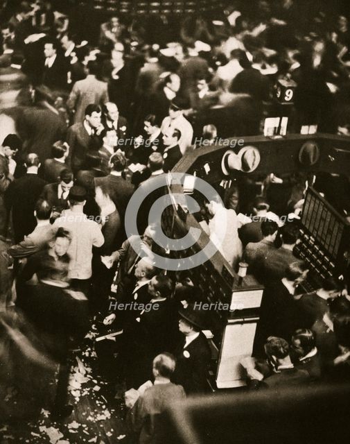 Trading Post 9, New York Stock Exchange, USA, early 1930s. Creator: Unknown.