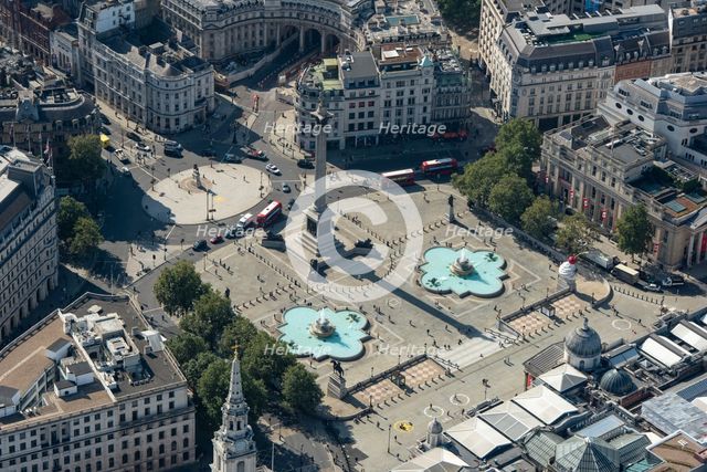 Trafalgar Square and Nelson's Column, Westminster, London, 2021. Creator: Damian Grady.