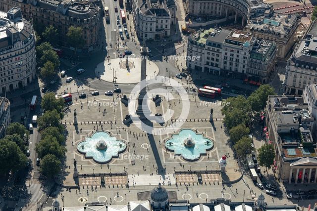 Trafalgar Square and Nelson's Column, Westminster, London, 2021. Creator: Damian Grady.