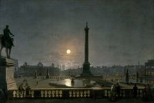 Trafalgar Square by Moonlight c1865. Creator: Henry Pether