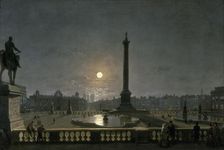 Trafalgar Square by Moonlight c1865. Artist: Henry Pether