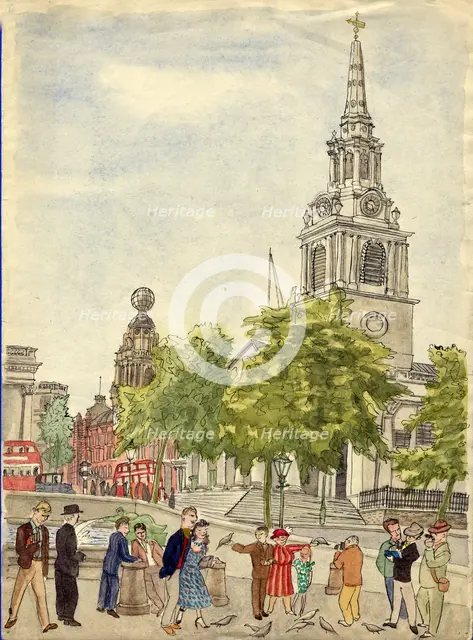 Trafalgar Square, London, 1948. Creator: Shirley Markham.