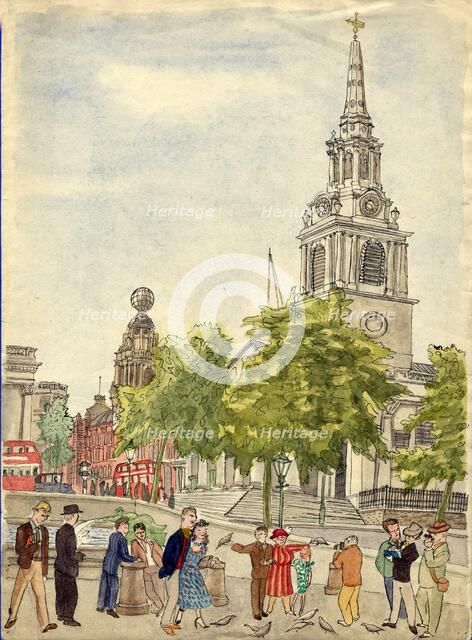 Trafalgar Square, London, 1948. Creator: Shirley Markham.