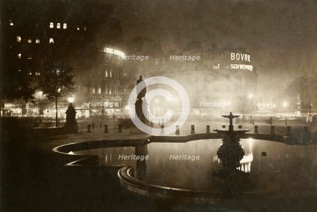 'Trafalgar Square. Looking Towards Charing Cross. London by Night', 1928. Creator: Unknown.