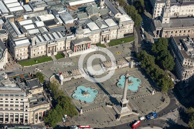 Trafalgar Square, Nelson's Column and the National Gallery, Westminster, London, 2021. Creator: Damian Grady.